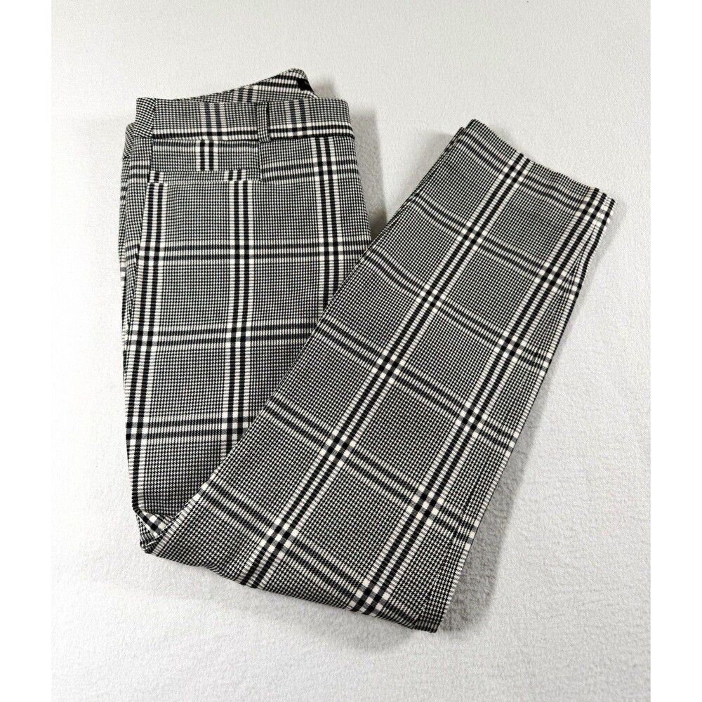 Banana Republic Womens Dress Pants Size 6 Black White Plaid Flat Front Reg 541